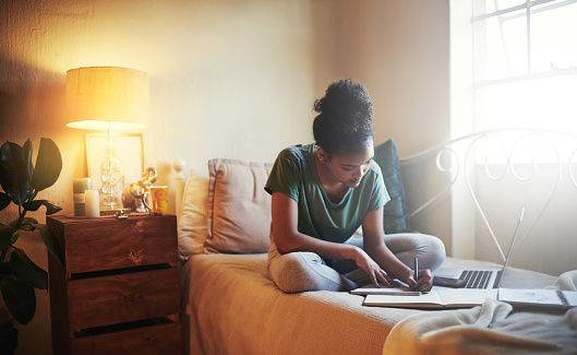 student studying at home