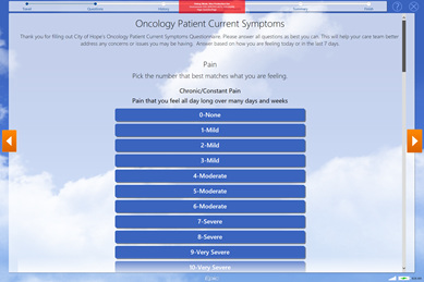 MyCityofHope app screen