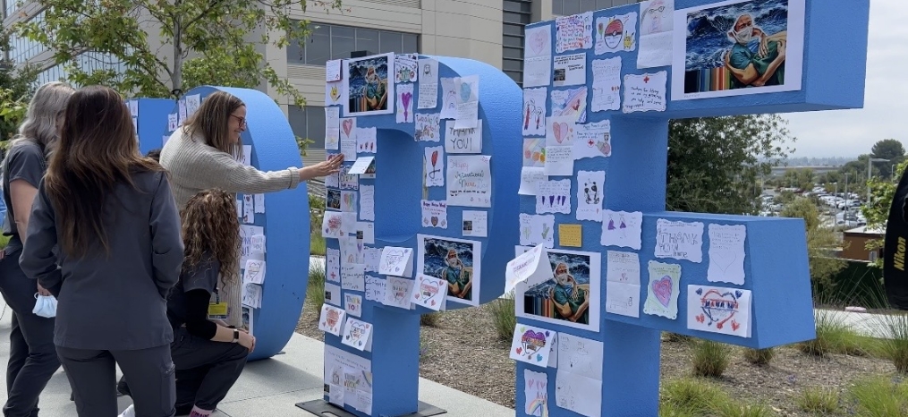 Nurses at City of Hope Orange County receive a surprise thank-you from local students