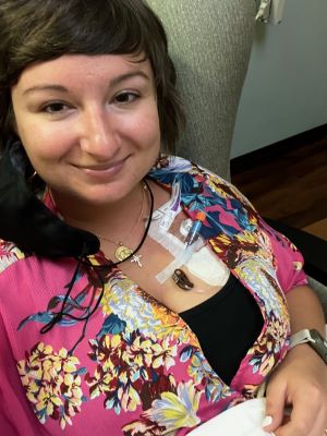 Julianna Ferrone during infusion