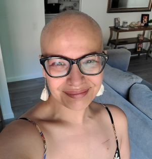 Juliette Landgrave during cancer treatment
