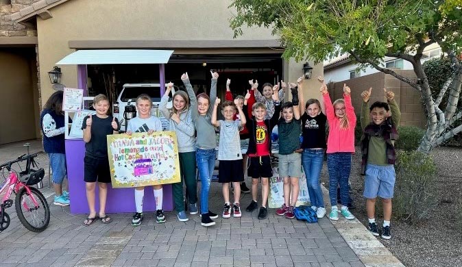 Maya and Jacob's Lemonade Stand Group Photo