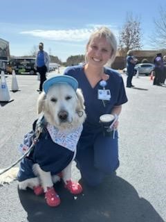 Oliver the Therapy Dog in Atlanta with nurse
