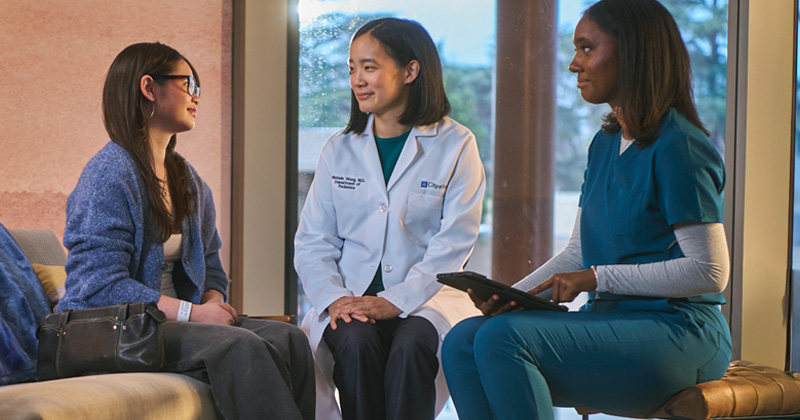 Care manager talks to patient