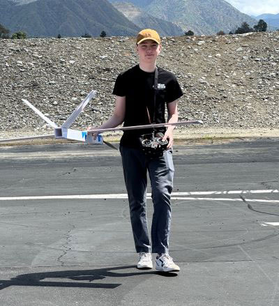 Vaughn with airplane prototype