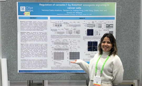 Dr. Veronica presented her poster ‘Regulation of caveolin-1 by RAS/RAF oncogenic signaling in cancer cells’ at the AACR annual conference in San Diego, CA
