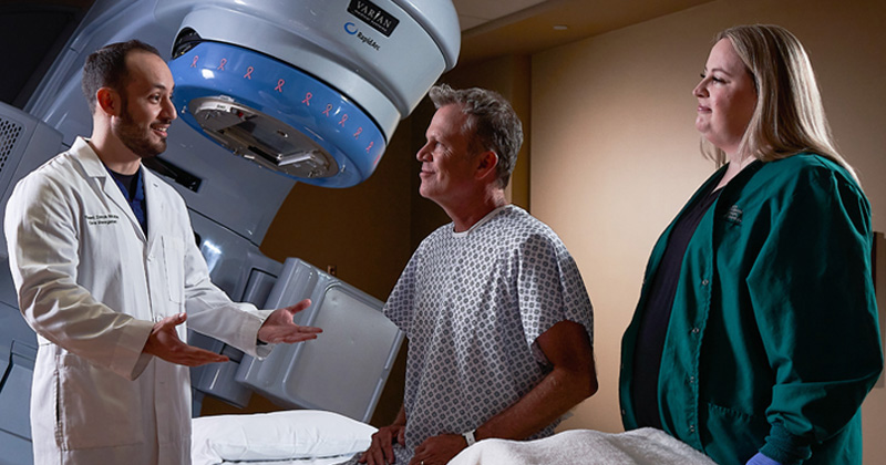 Care manager talks to patient
