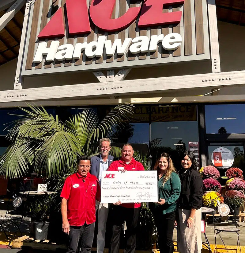 Westlake Ace Hardware associates present check to City of Hope staff following 2024 campaign.