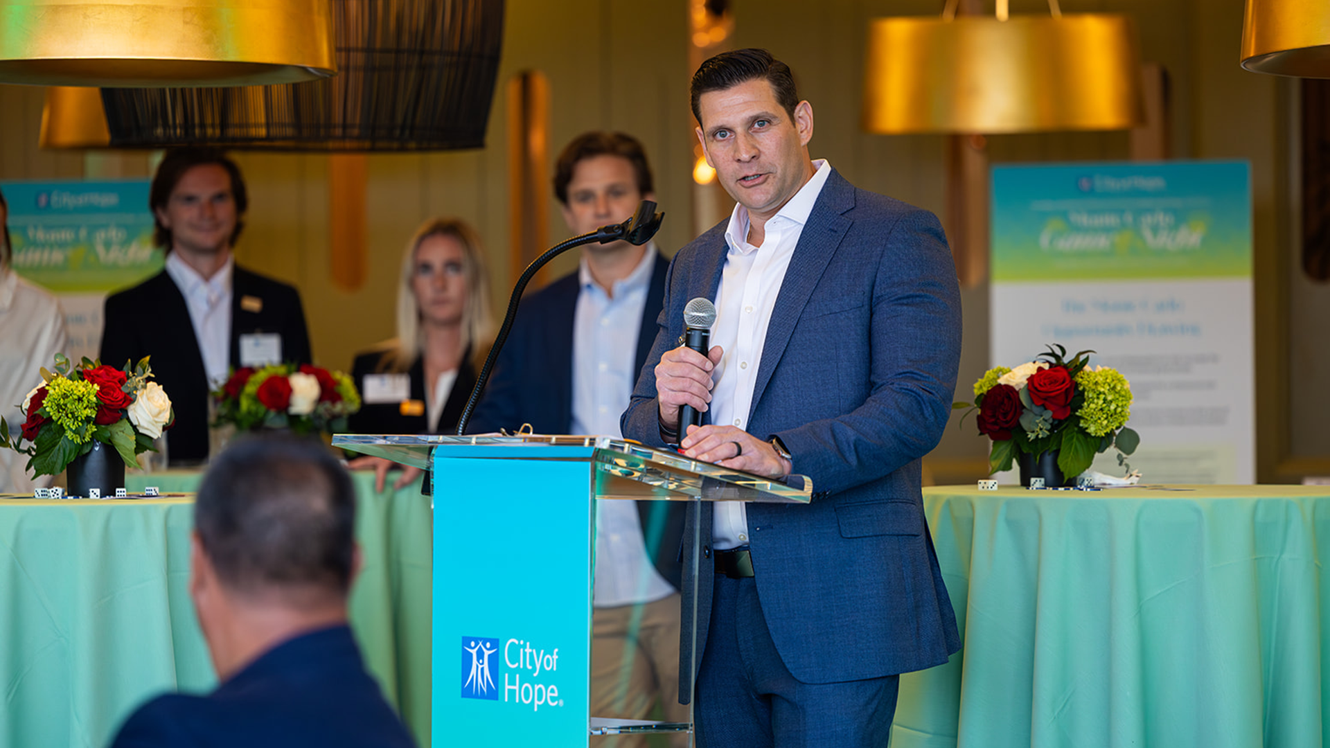 Robert Plowey speaks at the Los Angeles Real Estate and Construction Council’s Building Hope Group’s 10th Annual Monte Carlo Game Night.