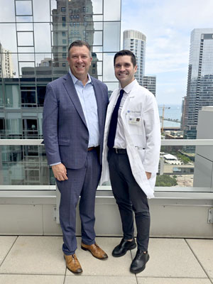 Pictured left to right: Will Harris, President, Darvin Furniture & Mattress and Kevin King, M.D, radiation oncologist at City of Hope Cancer Center Chicago