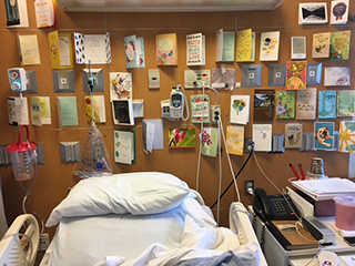 Dunlap’s decorated hospital room