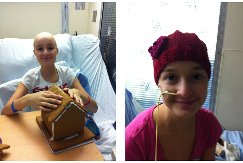 Madeline pictured at BC Children's Hospital during her childhood cancer journey with non-Hodgkin's lymphoma