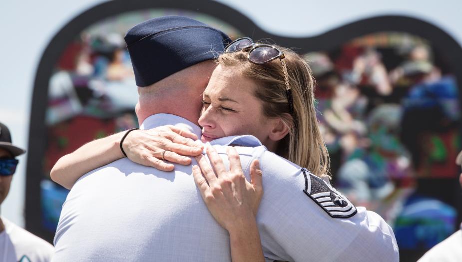 Two people hugging