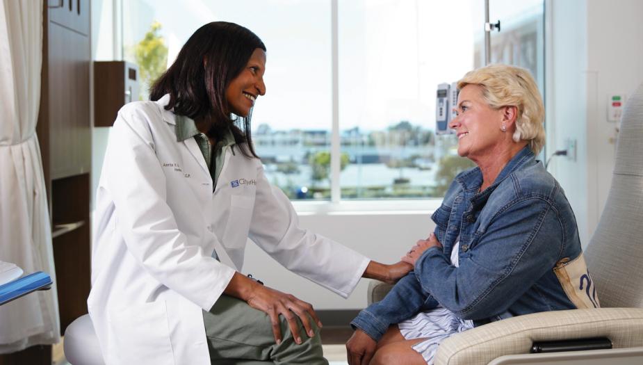 A patient and doctor talking