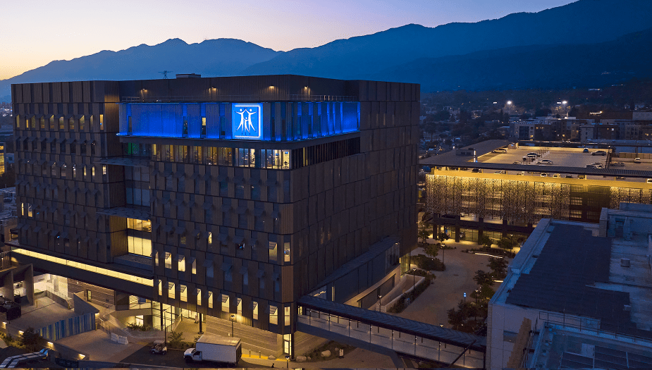 Hope Plaza at City of Hope in the Los Angeles area at sundown