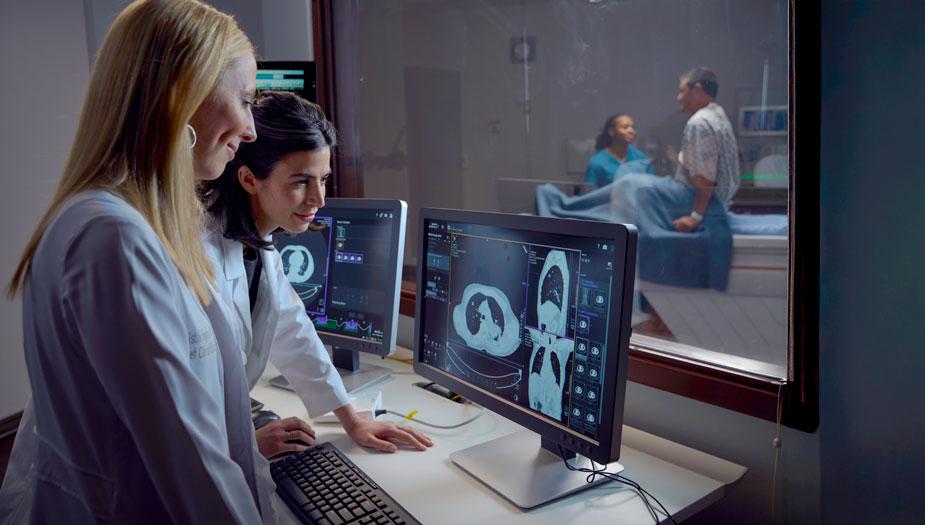 Physicians reviewing data