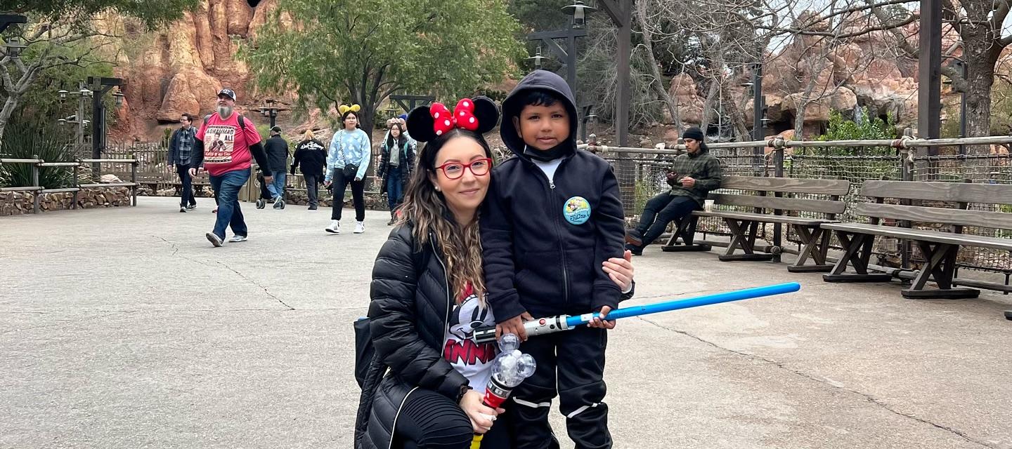 Julian Castaneda Figueroa and mom at Disneyland