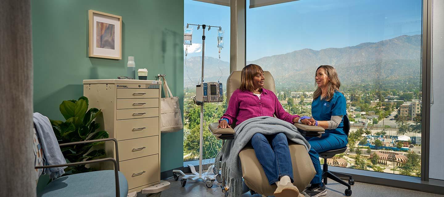 A patient receiving chemotherapy at Hope Plaza