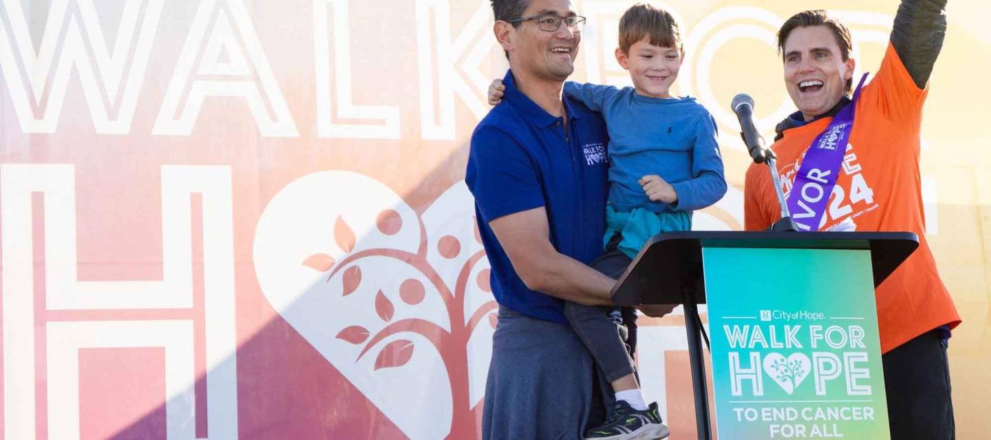 Actor Colin Egglesfield at City of Hope Walk for Hope Podium
