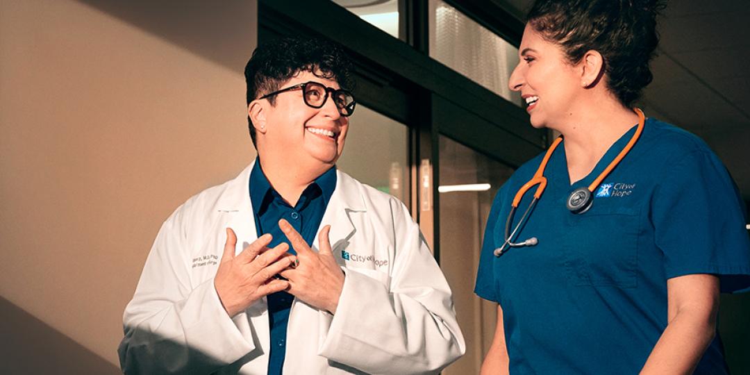 A ray of light shines on two City of Hope doctors