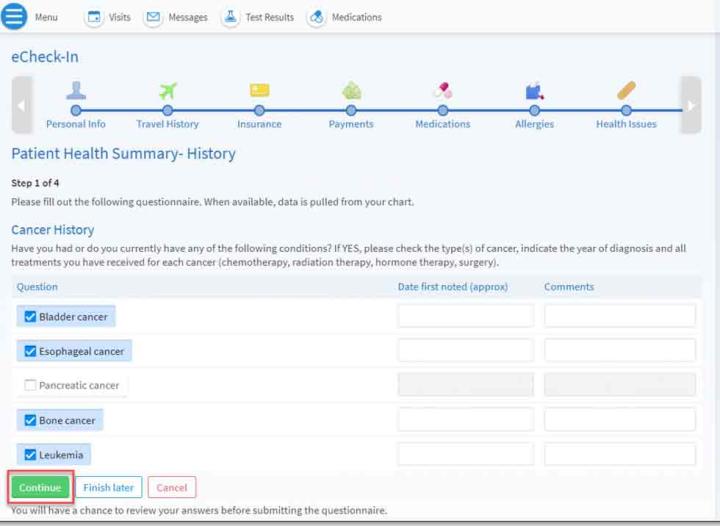 Screenshot from MyCityofHope app