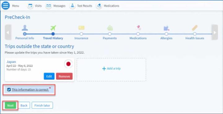 Screenshot from MyCityofHope app