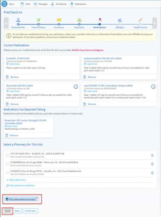 Screenshot from MyCityofHope app
