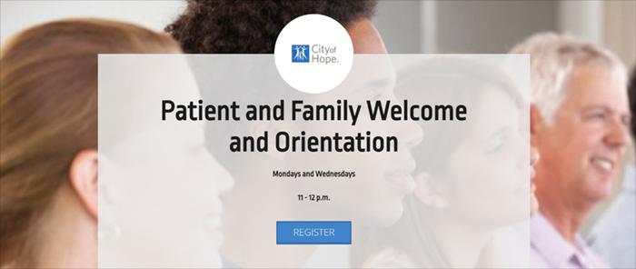 Patient and Family Welcome Orientation screen shot Patient and Family Welcome and Orientation screenshot