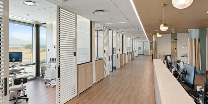 Infusion Center features 43 bays and 10 private infusion treatment rooms.