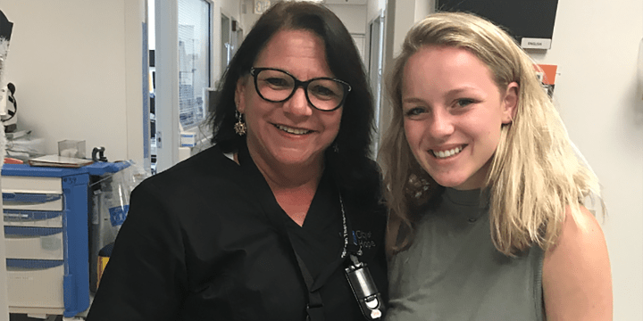 Kelly Delaney with nurse that cared for her as a child.