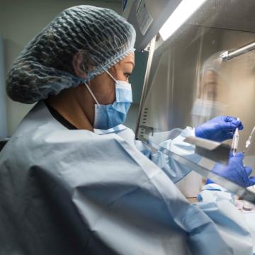 Researcher working in a lab