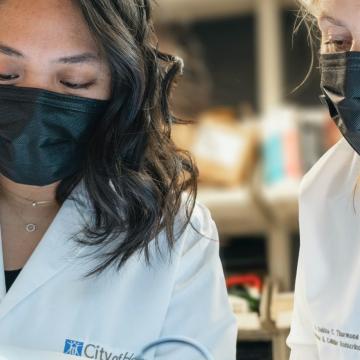 Two researchers in a lab