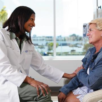 A patient and doctor talking