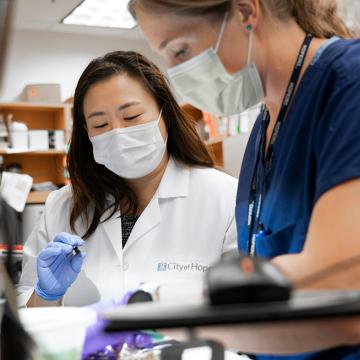 Two researchers in a lab