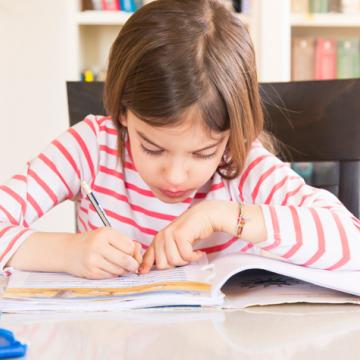 A child studying intently
