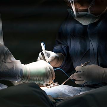 Colorectal surgery being performed