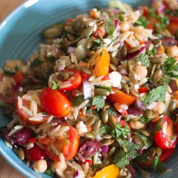 Greek Pasta Salad With Chickpeas and Herbs