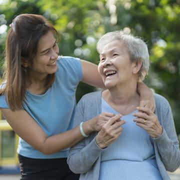 caregiver and senior citizen patient