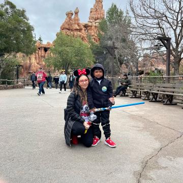 Julian Castaneda Figueroa and mom at Disneyland