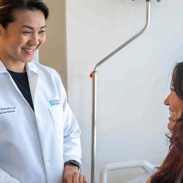 A supportive care provider with a patient at City of Hope