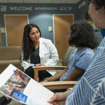Doctor and patients interacting in the Biller Center