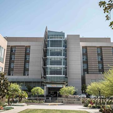 Exterior front view of City of Hope's Helford Hospital
