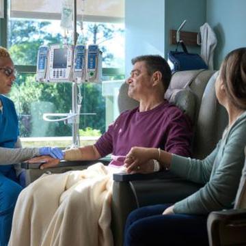 Patient receiving infusion treatment