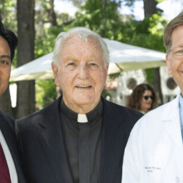 Gregory Idos, M.D., M.S., Monsignor Clement Connolly and Stephen Gruber, M.D., Ph.D., M.P.H.