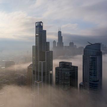 Chicago skyscrapers enveloped in air pollution