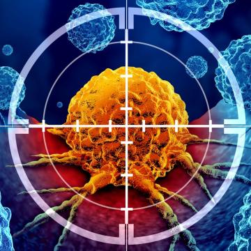 3D rendering of glowing cancer cell