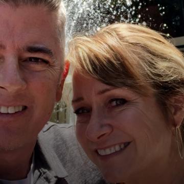 Brent and his company in front of the Spirit of Life fountain