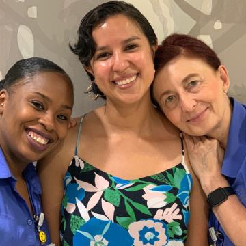 Clarisa with members of her City of Hope care team, Destiny Taylor (l) and Aleksandra Markowski (r)