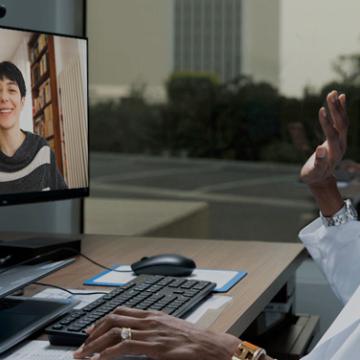 Doctor Krishnan during a telemedicine session with a patient over the computer