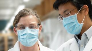 Two researchers in a lab